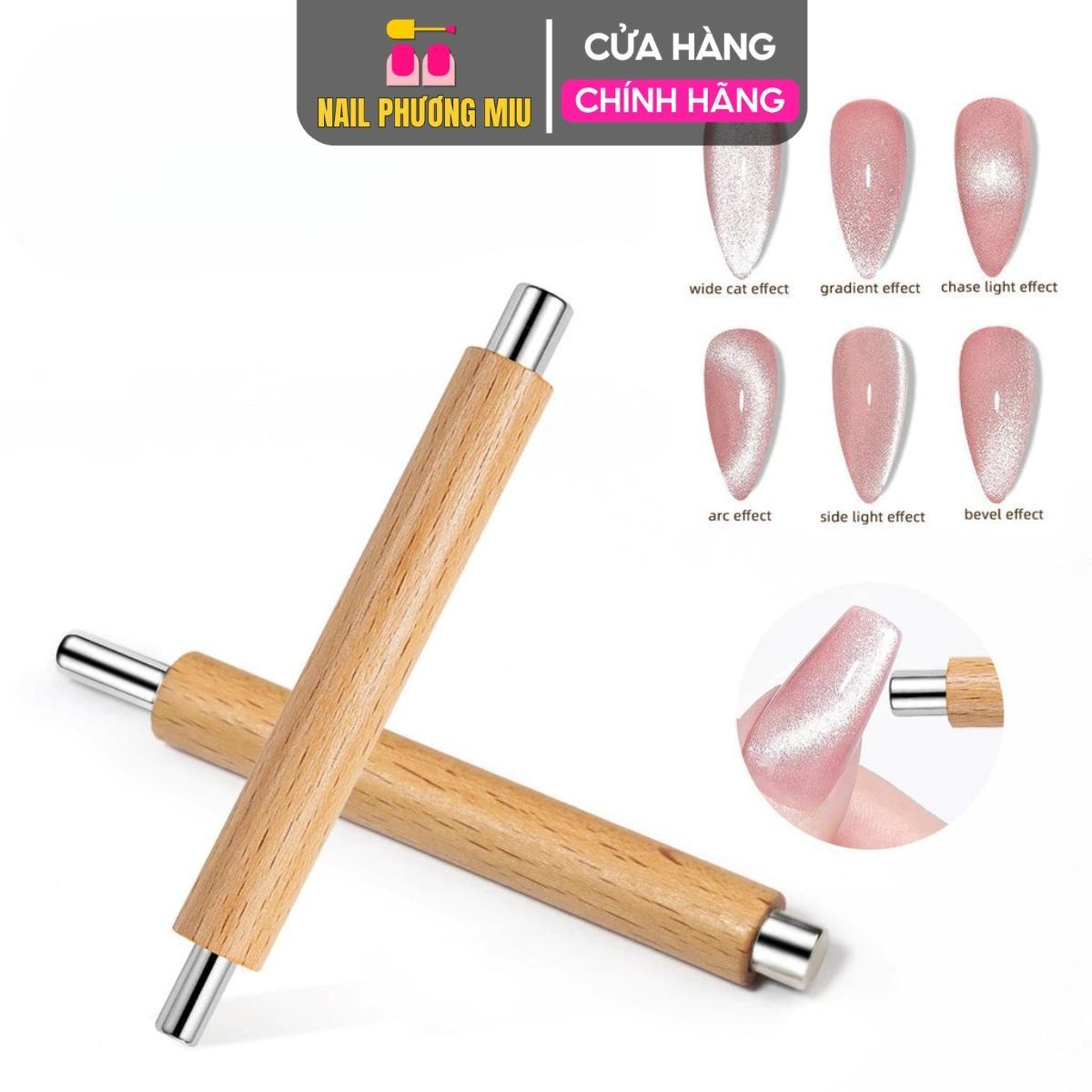 Cây Nam Châm Đẩy Mắt Mèo 2in1 Cán Gỗ Vàng Tròn 2 Đầu To Nhỏ Làm Nail Tiện Lợi, Lực Hút Mạnh, Chống Va Đập, Hút Mắt Mèo Siêu Sáng Nữ Women