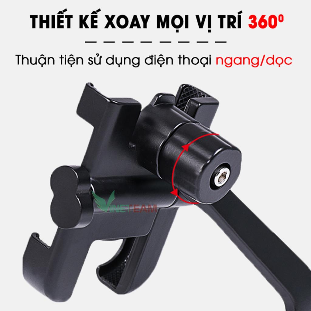 Giá kẹp điện thoại xoay 360 độ hợp kim C2 cao cấp, gắn chân gương bên trái - Chân kẹp điện thoại đa năng - Kẹp Điện thoại cho xe máy  - gia do dien thoai - kep dien thoại - hỗ trợ điên thoại - gia do dien thoai - kep dien  thoai