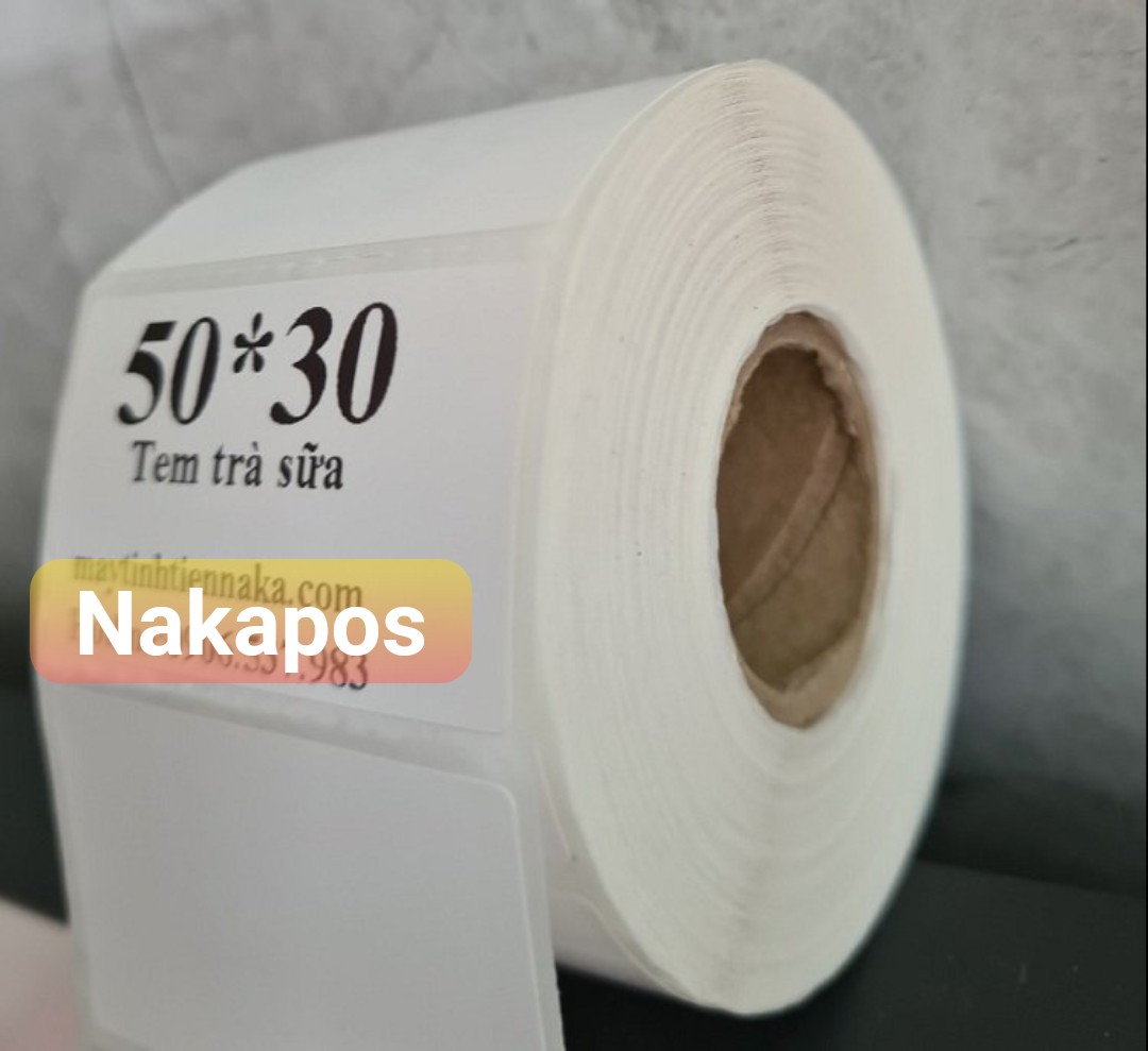 10 cuộn giấy in tem trà sữa 50x30mm - Tem decal nhiệt
