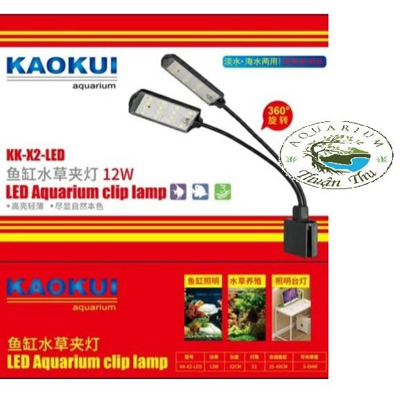 Đèn Led Kẹp 2 đầu Kaokui X2 12w cho bể cá cảnh, bể thủy sinh, bán cạn