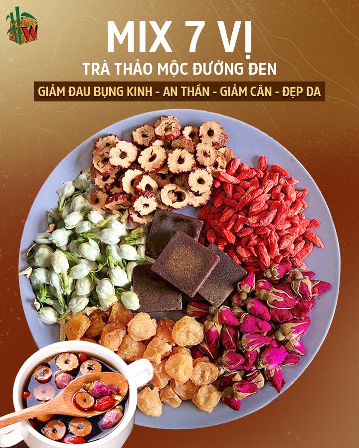 Mix 7 vị trà thảo mộc đường đen