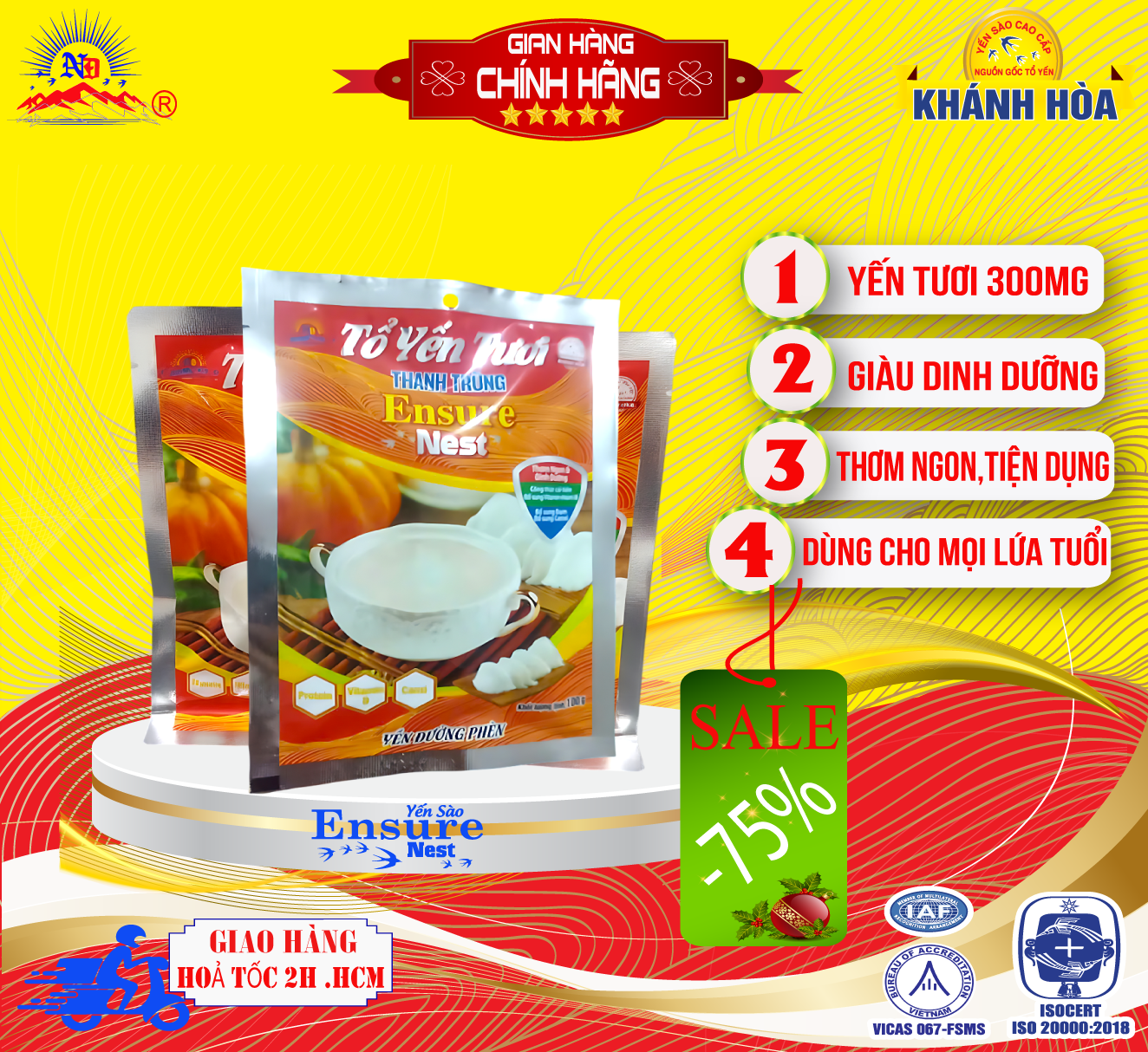 Tổ Yến Tươi Thanh Trùng Ensure Nest - 100g 350mg Yến Tươi Nguồn Gốc Yến Khánh Hoà