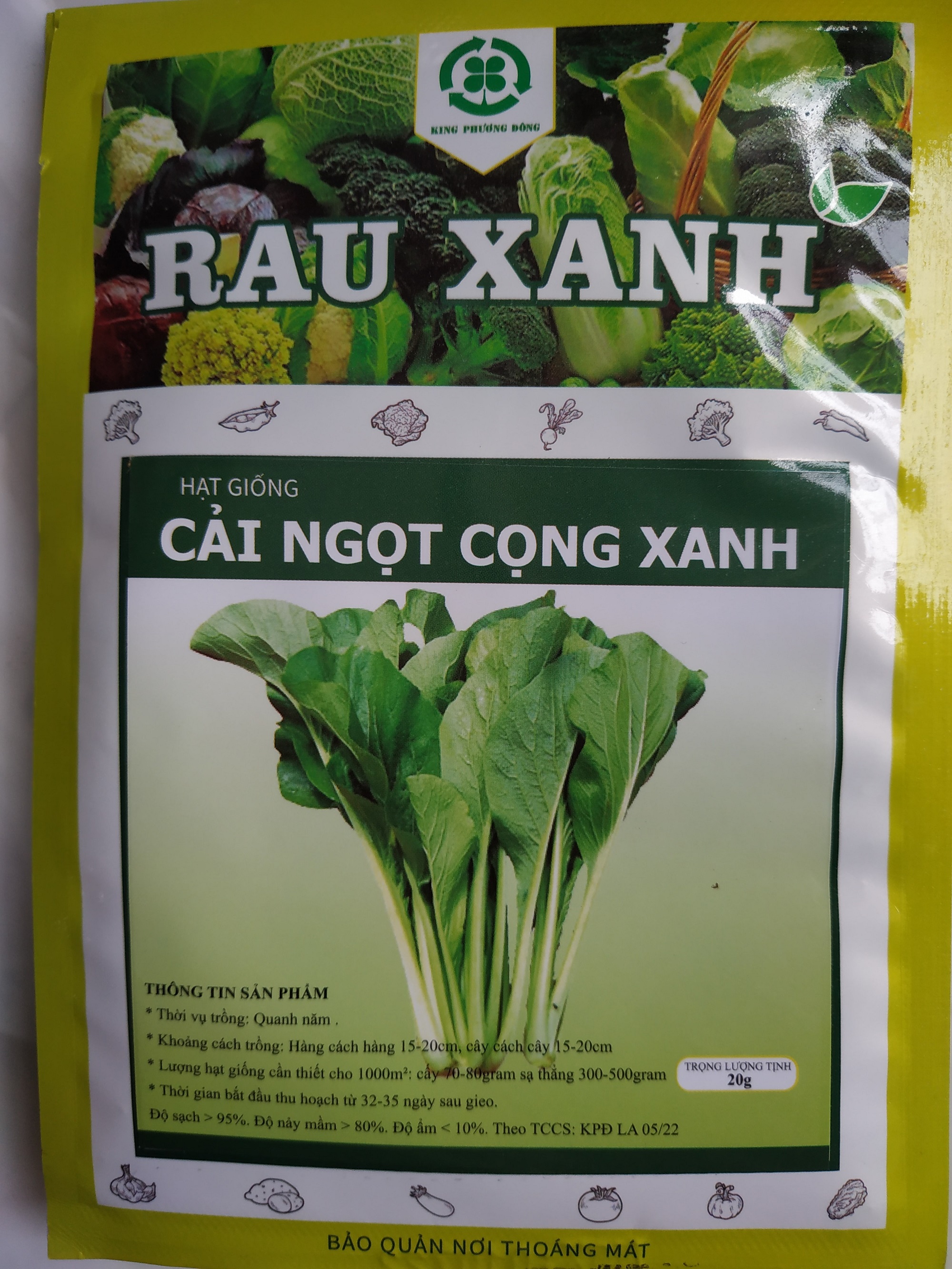 Hạt giống CẢI NGỌT CỌNG XANH - gói 20 gram