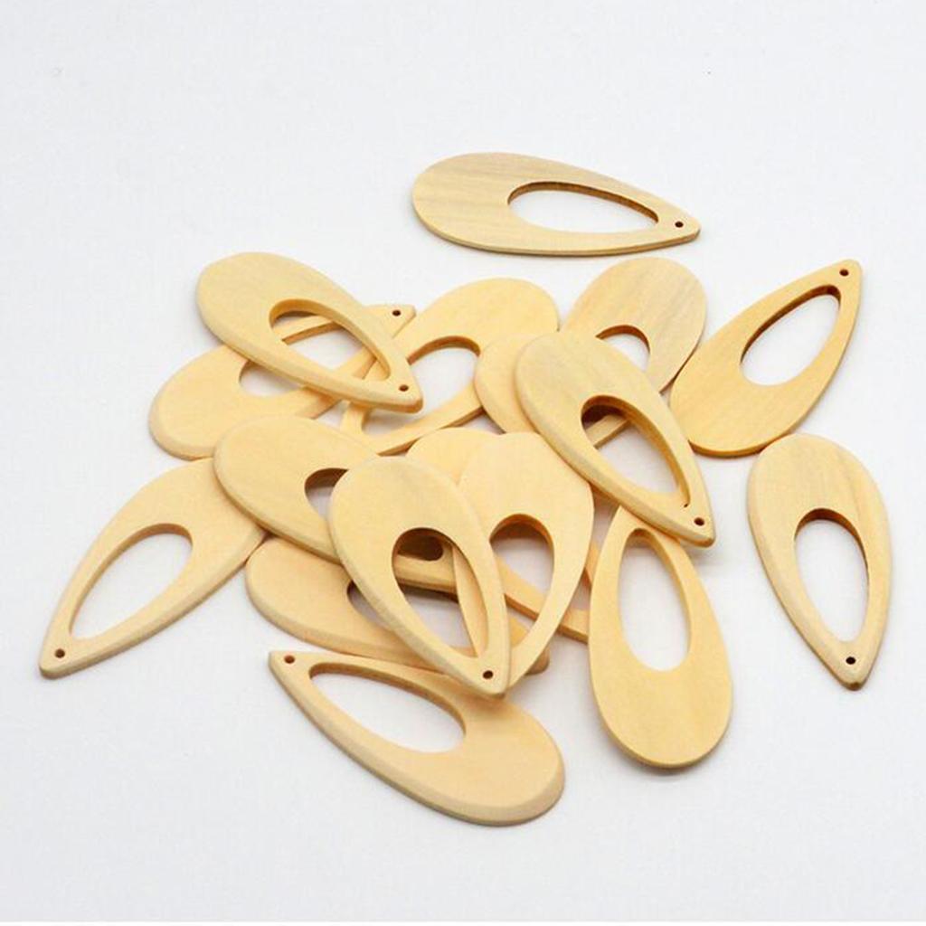70x Natural Wood Drop Charms Rectangle Wood Tags Unfinished for Earrings DIY