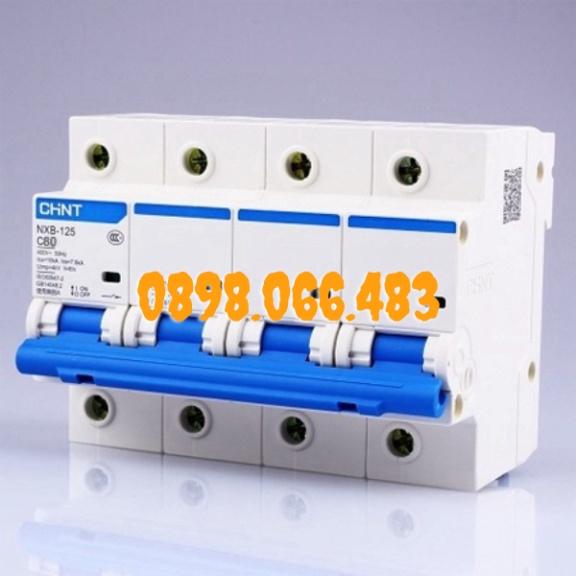 GiáThươngMại MCB Chint NXB-125 4P 80A 10kA|Aptomat tép MCB 4 pha 80A 10kA hàng mới