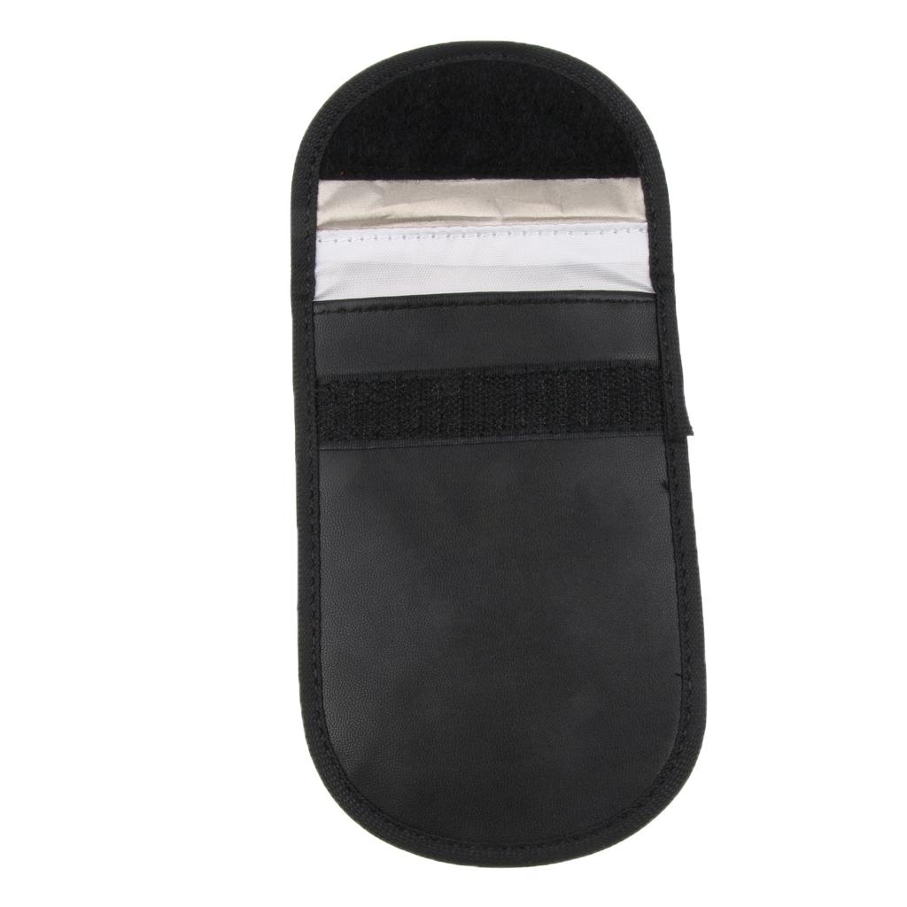 Signal Shielding Blocker Leather Bag Key Fob RFID Blocking Pouch Security Wallet