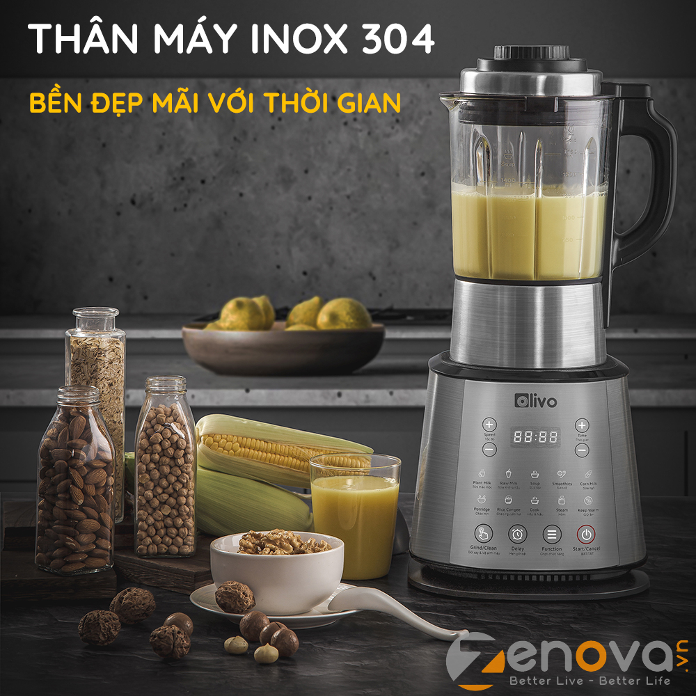 Máy Làm Sữa Hạt OLIVO X20 - Chống Tràn - Xay Mịn Không Cần Lọc - Máy Xay Nấu Đa Năng - Thương Hiệu Mỹ