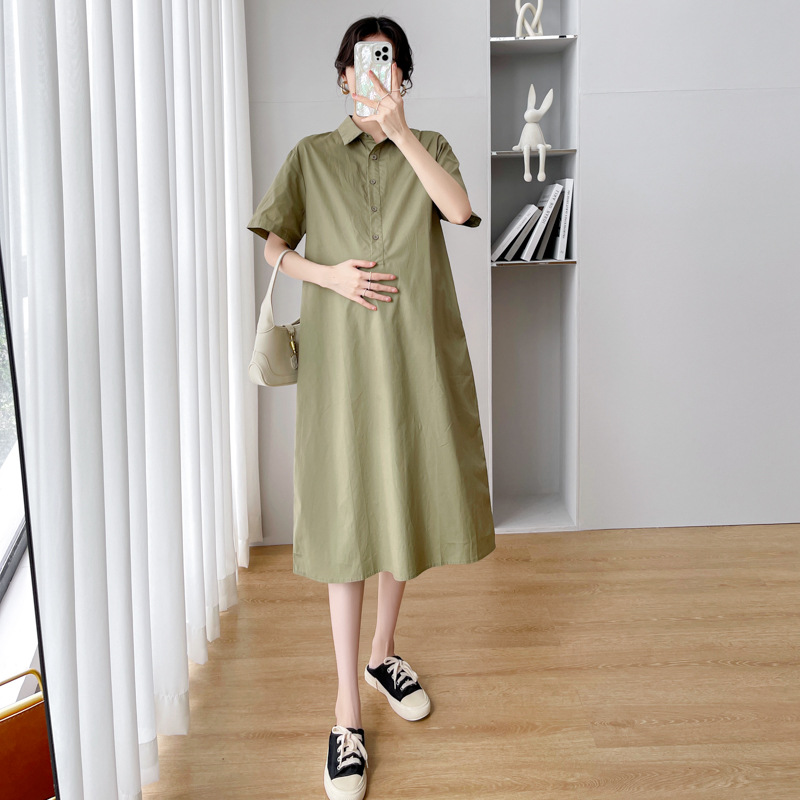 Hình ảnh Váy bầu thiết kế công sở dự tiệc mùa hè suông sơ mi chất linen mát B61