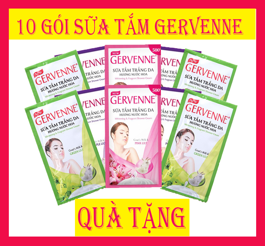 (GIFT) Sữa Tắm Trắng Da Gervenne Hương Nước Hoa 10 Gói (6g/gói)-Màu ngẫu nhiên