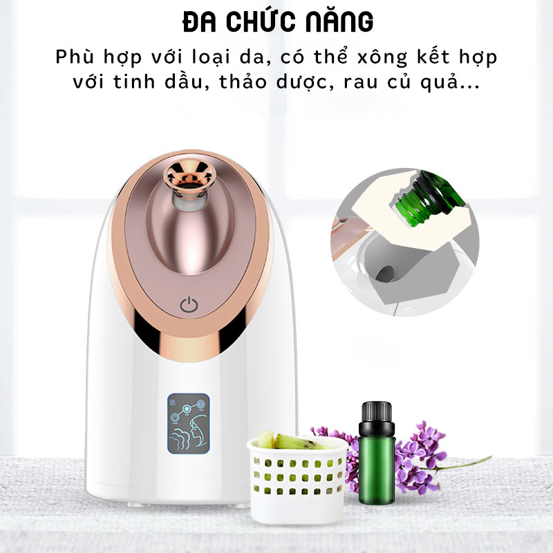 Máy Xông Hơi Mặt Nóng Lạnh Thông Minh Cao Cấp-6 chế độ xông, công nghệ xông nano ion