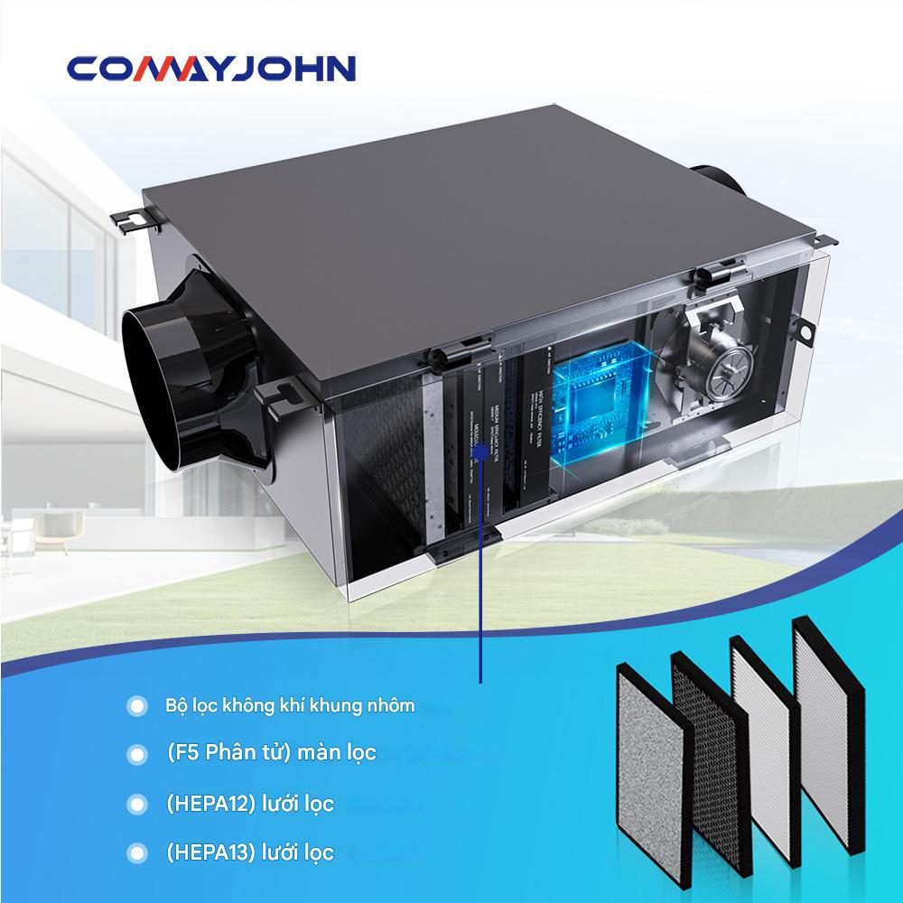 Máy cấp không khí tươi,Comay John 250m3/h 4 màng lọc PM2.5, Hepa Nhật Bản - Hàng chính hãng