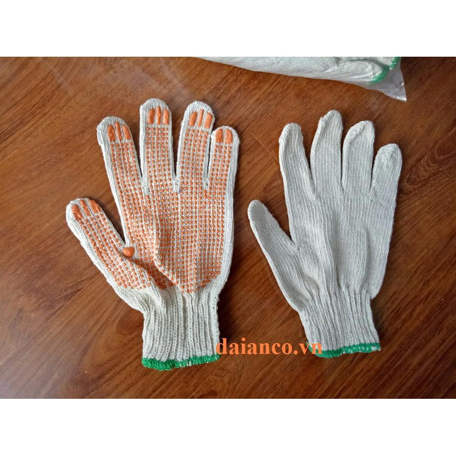 Găng tay len phủ hạt nhựa đỏ 60g