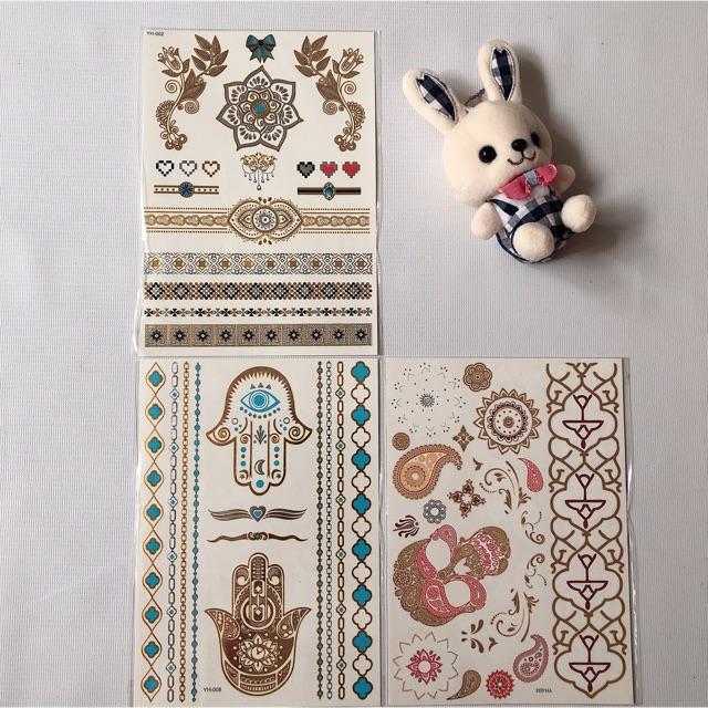 Combo 3 tấm hình xăm dán ánh kim đầu lâu 15x21cm
