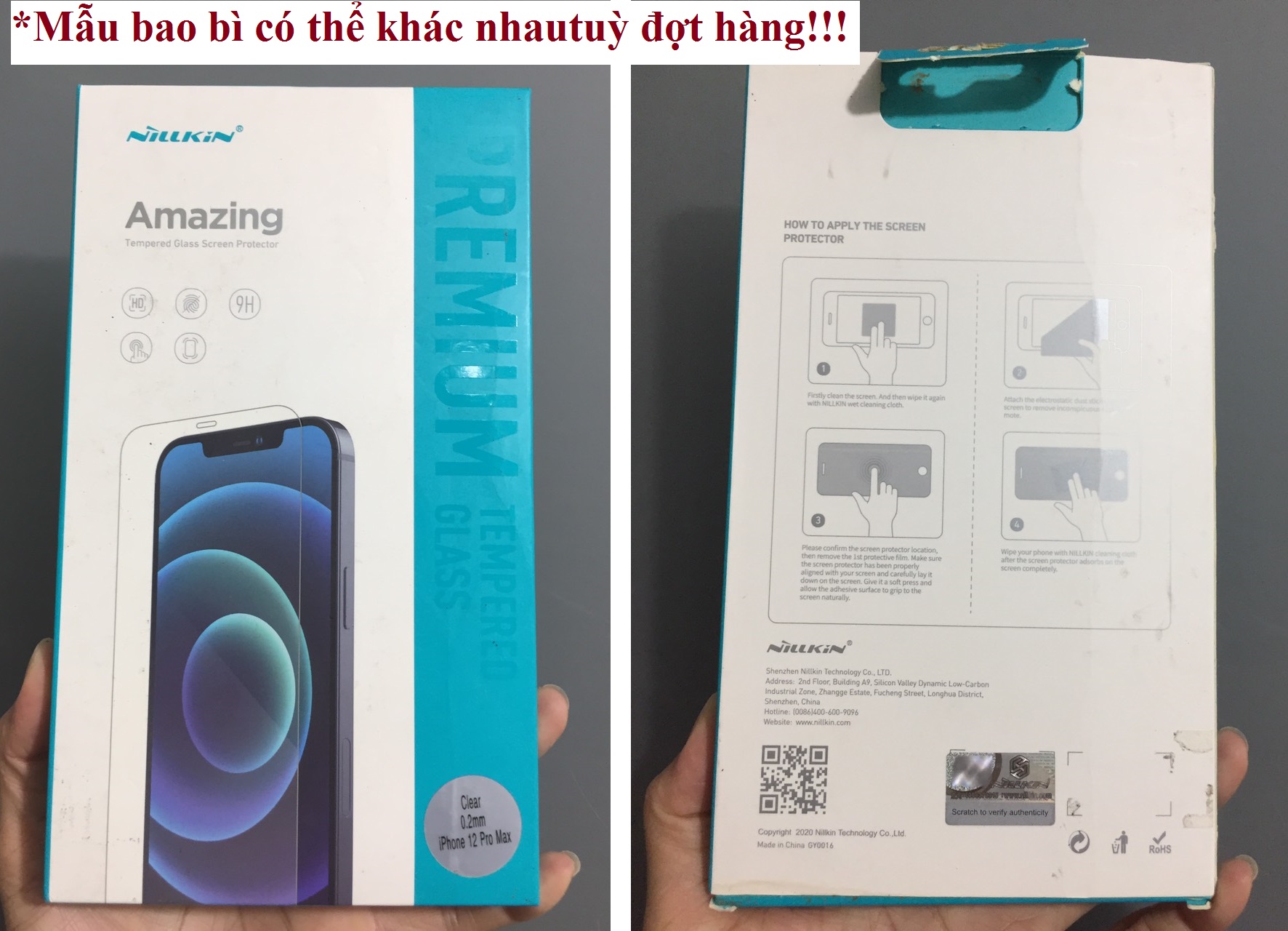 Cường lực bảo vệ màn hình 0.2mm cho iP 12 Mini / 12 Pro / 12 Pro Max Nillkin Amazing H+PRO - Hàng chính hãng