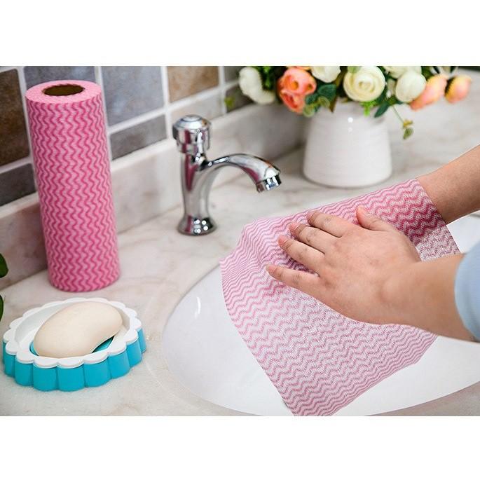 COMBO 3 Cuộn 50 khăn lau đa năng Homeeasy loại to - Khăn giấy vải siêu dai sử dụng nhiều lần, sạch v