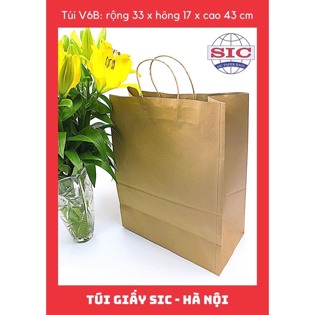 100 CHIẾC TÚI GIẤY KRAFT V6B: 33x17.5x43 cm CÓ QUAI