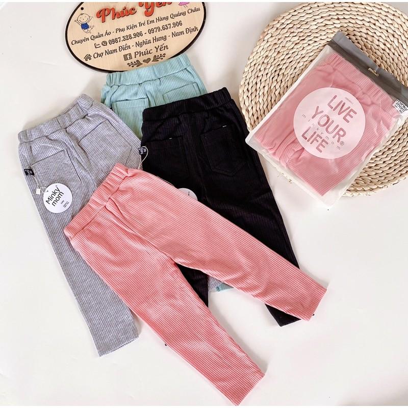 QUẦN DÀI GÂN TĂM TÚI HỘP SAU MÔNG HÀNG MINKY MOM CHO BÉ(SP001386