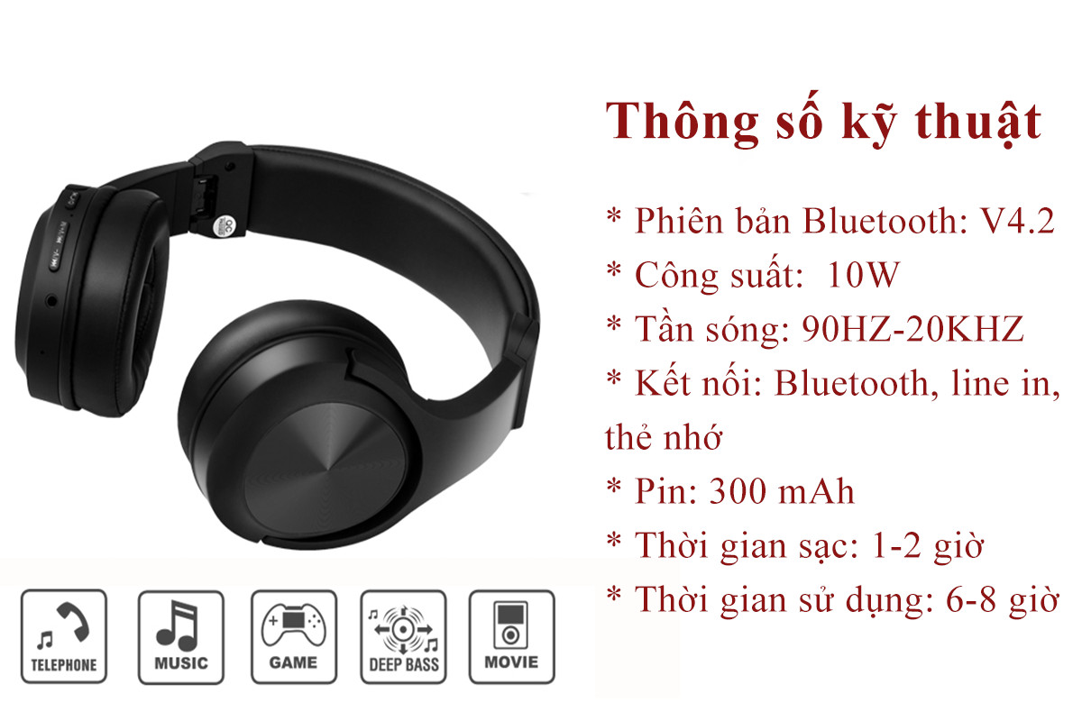 Tai nghe Bluetooth Tai nghe chụp tai Cao cấp Âm thanh chất lượng PKCB S1 PF149