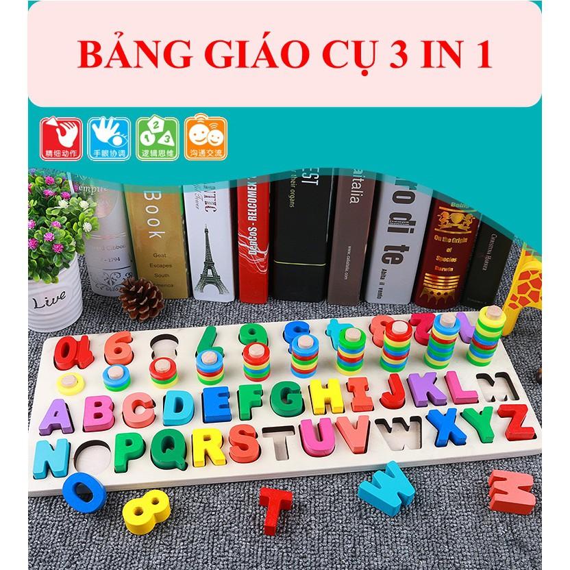 Giáo Cụ Montessori- Bộ Bảng Cột Tính, Số Kèm Thêm Chữ Cái Bằng Gỗ Cho Bé