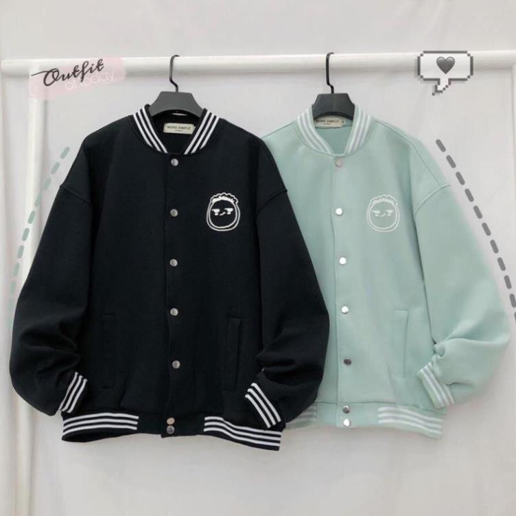 Áo Cardigan Bomber Nỉ Bông in Mặt Cười Form Rộng Unisex Nam Nữ Ulzzang, Áo khoác bomber nam nữ oversize form rộng bóng chày unisex