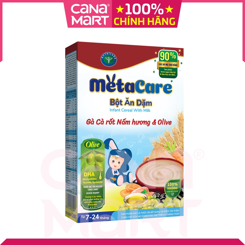 Bột ăn dặm tốt cho bé Nutricare Metacare Gà cà rốt nấm hương & olive (200g)