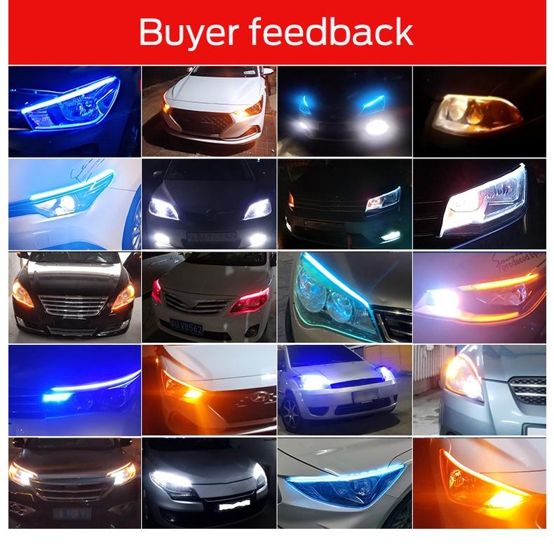 2 CÁI không thấm nước Linh hoạt phổ quát Đèn LED ô tô DRL Đèn chạy ban ngày Đèn pha chạy di động Thanh đèn LED Đèn xi nhan phanh