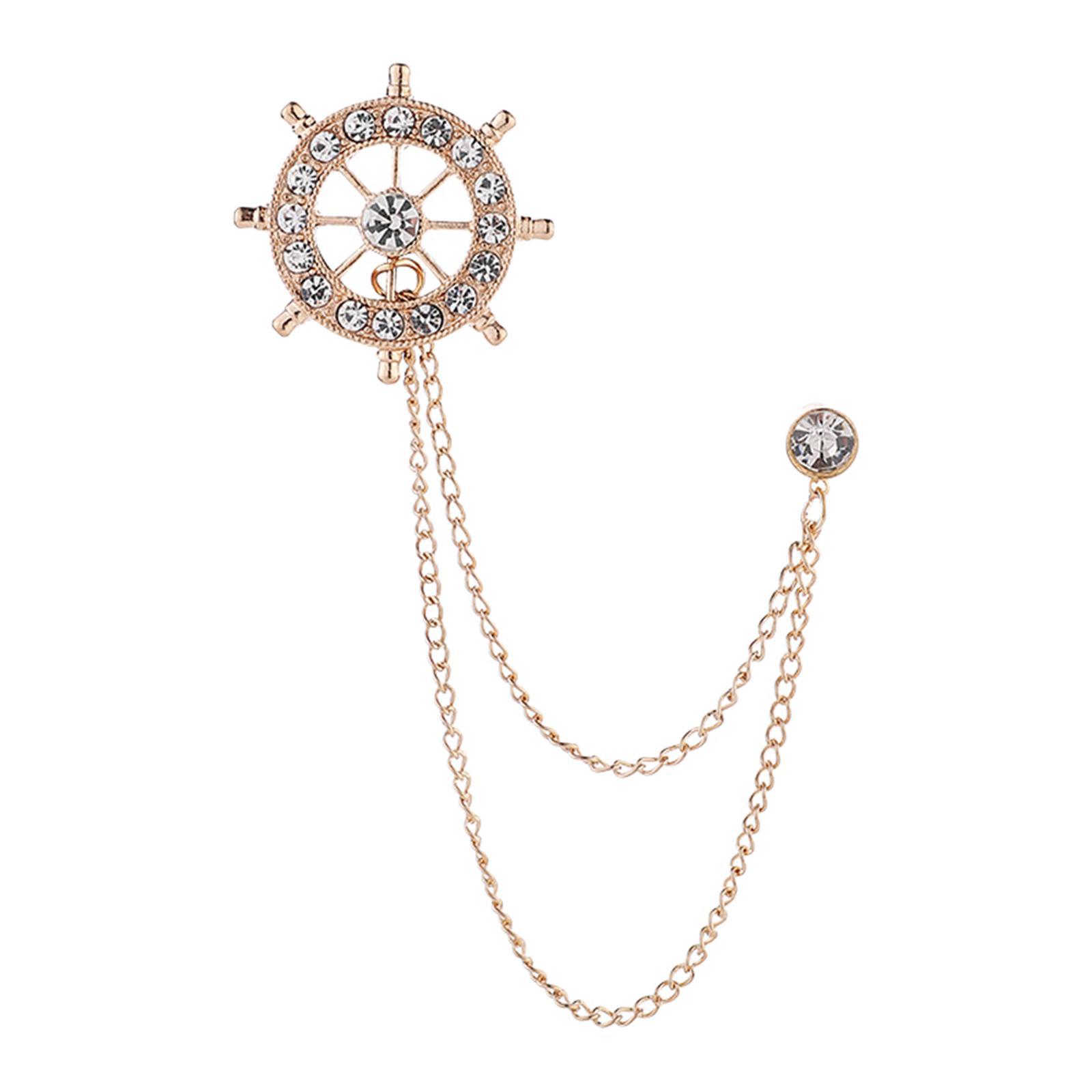 Lapel Pin Brooches Link Chains Pin Tassel Chain Brooch for Tie Men