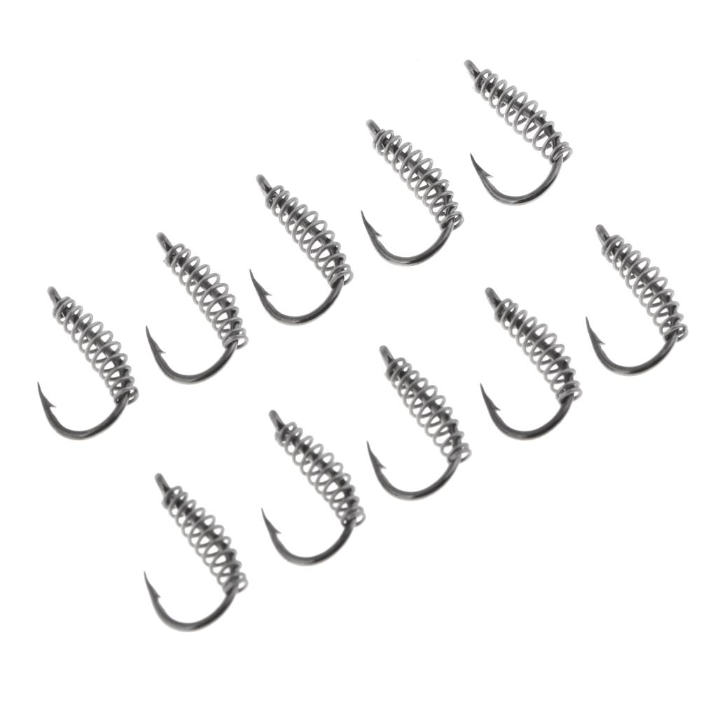 10pcs Stainless Steel Fishing Hooks with Spring Barbed Swivel Carp Jig Fishhook for Pulling Baits