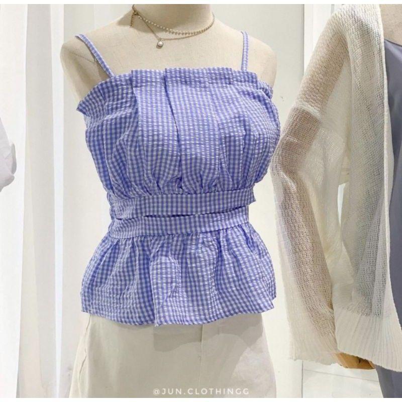 Áo 2 dây bèo nhún cúp ngực