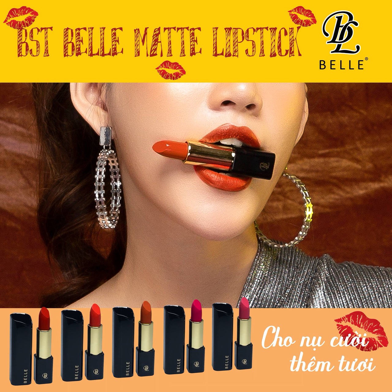 Son thỏi Belle Matte Lipstick - TẶNG 1 Son BELLE Màu Ngẫu Nhiên