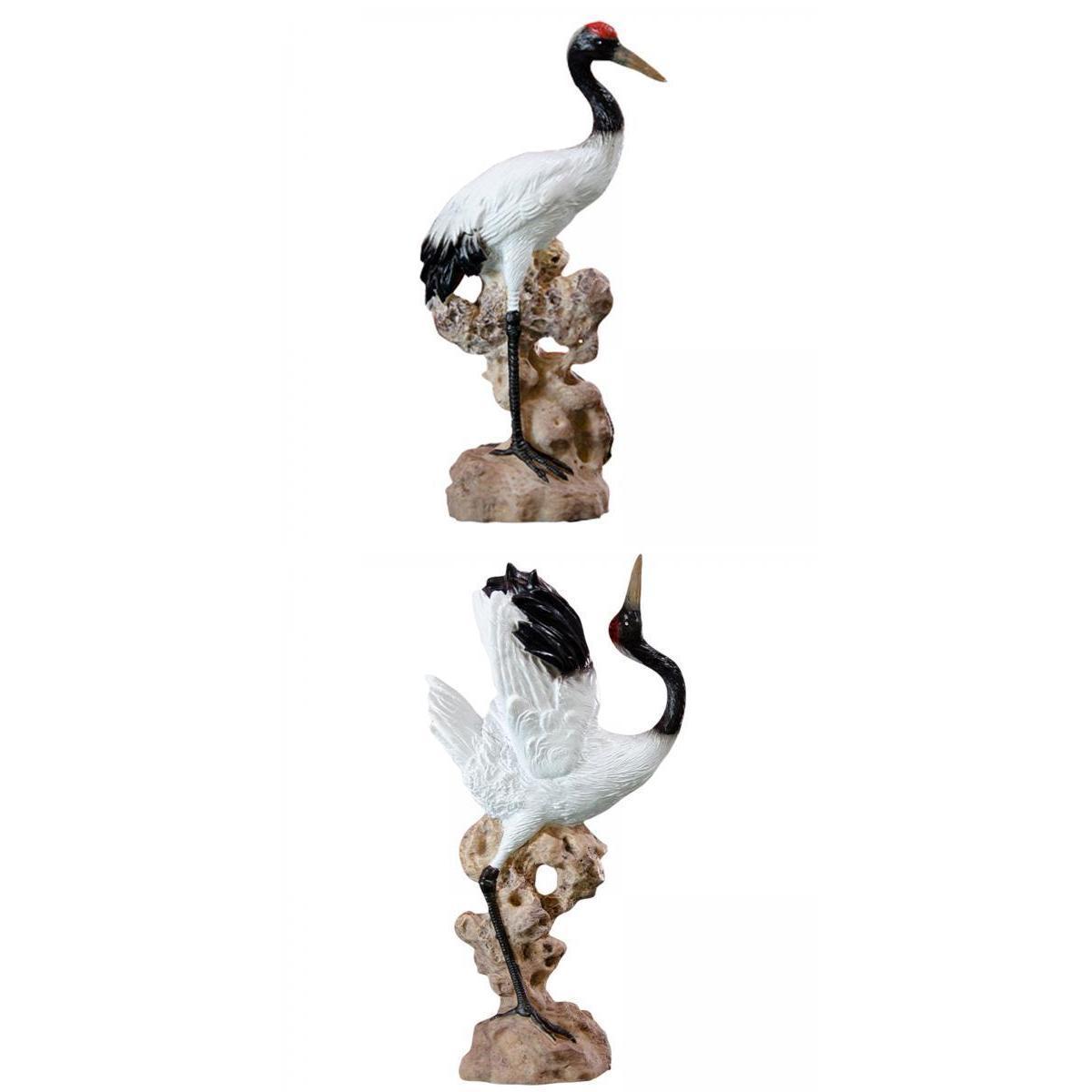 2x Statue Crane Chic Gift Collectibles for Balcony Bonsai