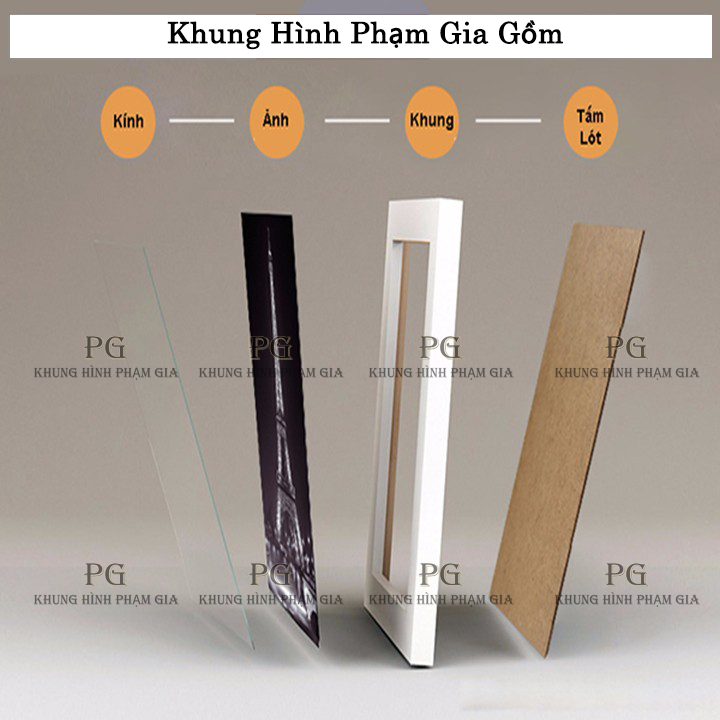 Bộ Khung Hình Kính Treo Tường 30x40cm Kèm Board Ảnh Tặng Kèm bộ ảnh như hình mẫu, đinh treo tranh - PGC234