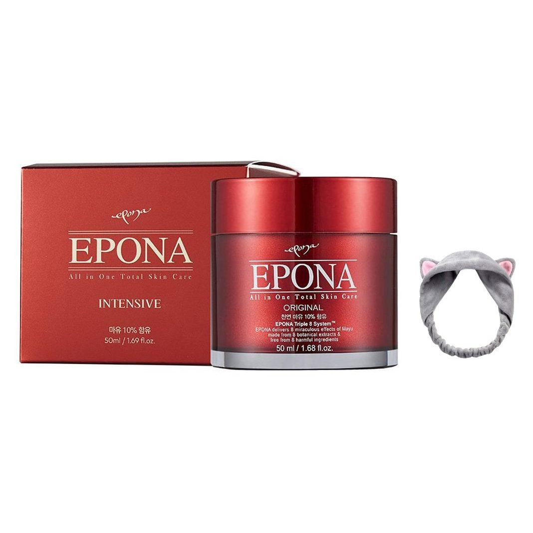 Kem Dưỡng Da Đa Năng Chống Lão Hóa, Làm Sáng Da Từ Dầu Ngựa Epona All In One Total Skin Care Intensive 50ml + Tặng kèm 1 băng đô tai mèo xinh xắn ( màu ngẫu nhiên)