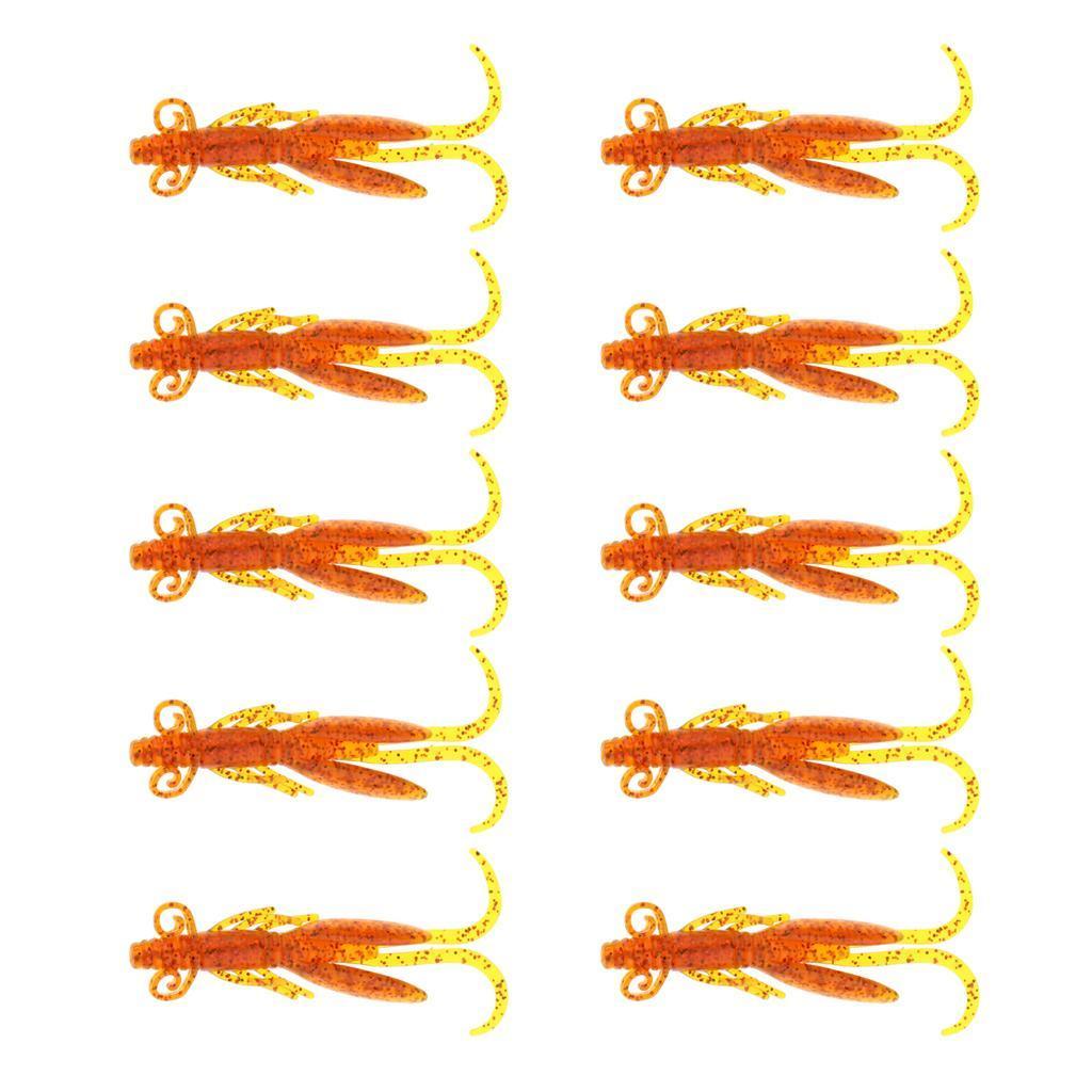10Pcs Rubber Soft Lures Worm Shrimp Fishing Bass Trout Shad Baits Swim Bait