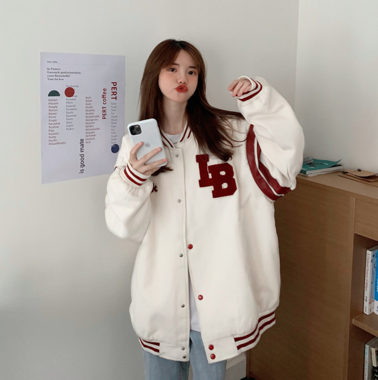 ,Áo Khoác Bomber Nam Nữ Chất Liệu Nỉ  IB ONEZ mềm mịn form rộng bóng chày unisex phong cách ulzzang