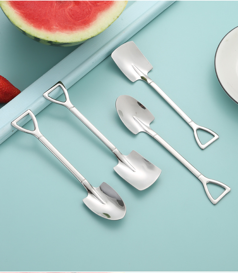 Hộp 6 Muỗng Inox Hình Cây Xẻng Dùng Tráng Miệng Sang Trọng
