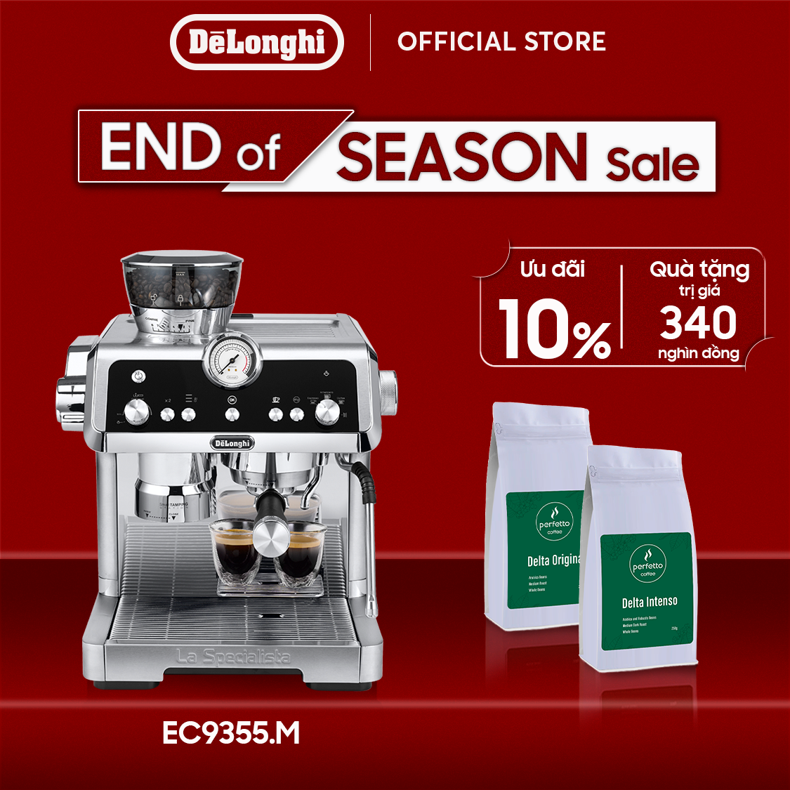 [Hàng chính hãng] Máy pha cà phê espresso DeLonghi La Specialista Prestigio EC9355.M