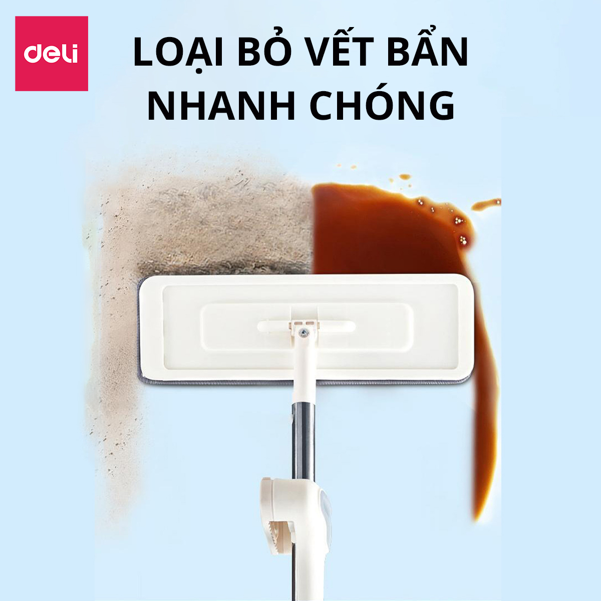 Cây Lau Nhà Thông Minh Tự Vắt, Chổi Lau Nhà 360 Độ Đa Năng Deli - Phù Hợp Lau Dọn Vệ Sinh Nhà Tắm Phòng Khách Phòng Ngủ - VS1008 VS1009