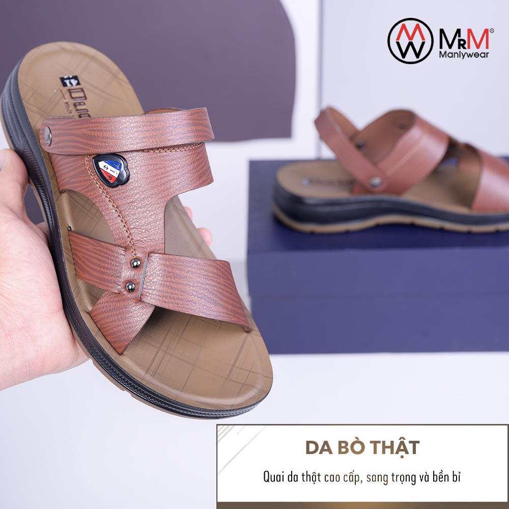 Dép Sandal Nam Da Bò - DC05 Đế Cao Đúc Nguyên Khối, Đường Khâu Chắc Chắn, Đế Massage Mềm Mại Êm Chân