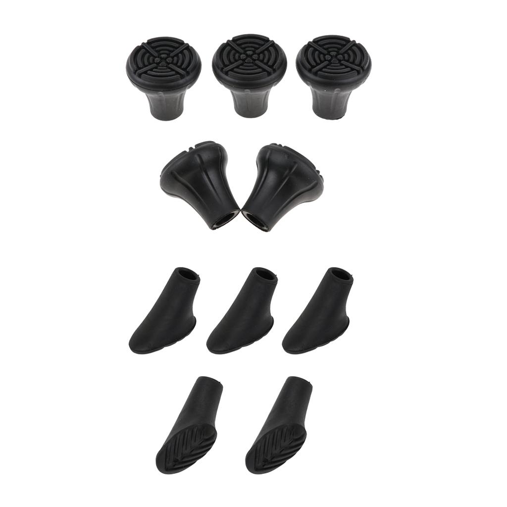 5pcs Replacement Rubber Tips Cover for Walking Stick Trekking Poles Round