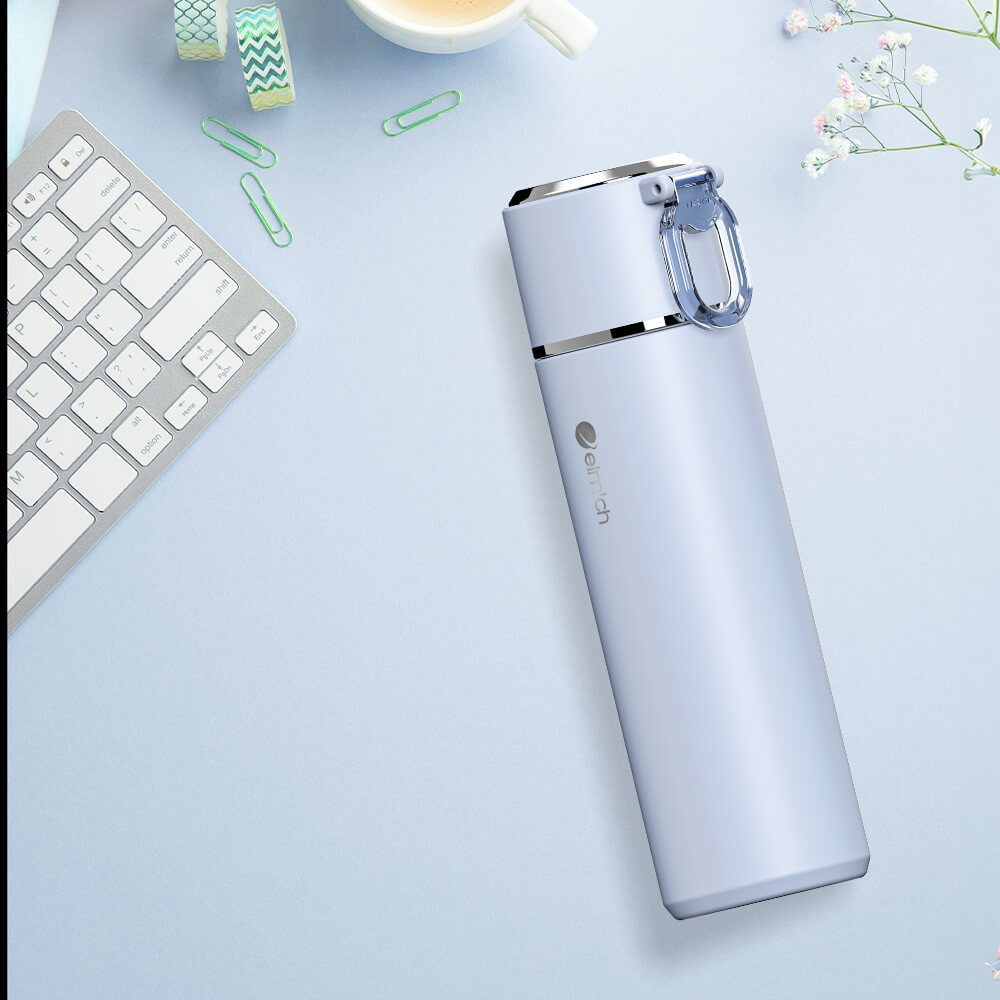 Bình giữ nhiệt inox 316 Elmich EL8315 480ml, Hàng chính hãng, nắp dùng làm cốc, có lưới lọc -JoyMall