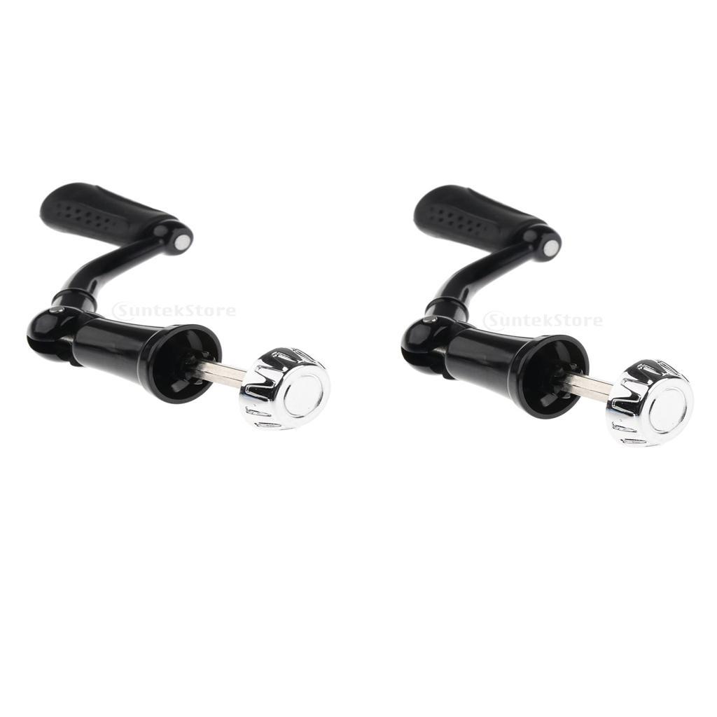 2pcs Foldable Fishing Spinning Reel Handle &Knob Fishing Reel Rocker Black Lightweight