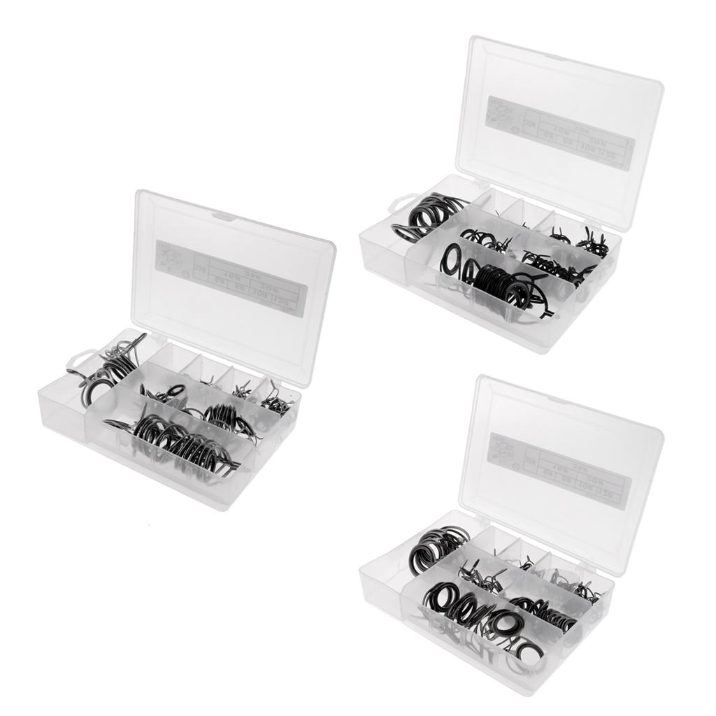 75x Stainless Steel Fishing Rod Guide Ring Rod Repair Kit DIY Tip Ring