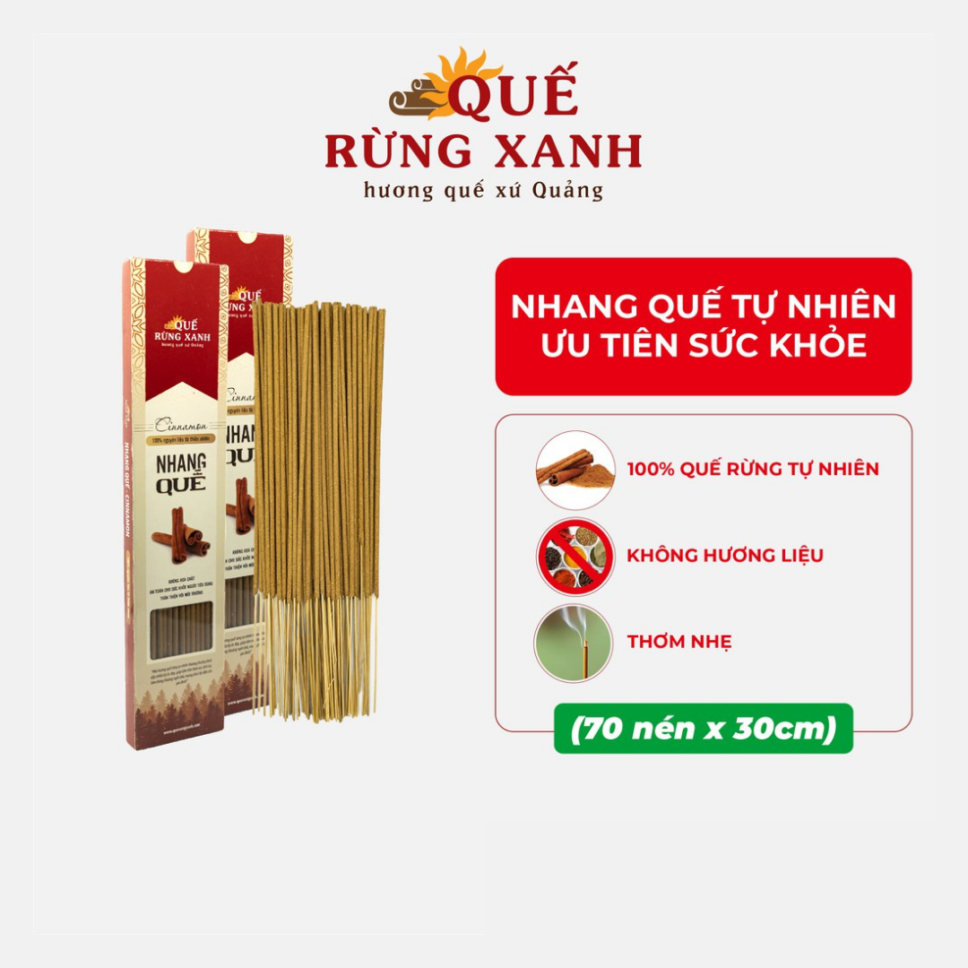 Nhang Quế Rừng Xanh - Quế nguyên chất, hương quế rừng tự nhiên, thanh lọc không khí, không gây độc hại đến sức khỏe, giúp tin thần thoải mái - 100% nguyên chất - Hàng chính hãng