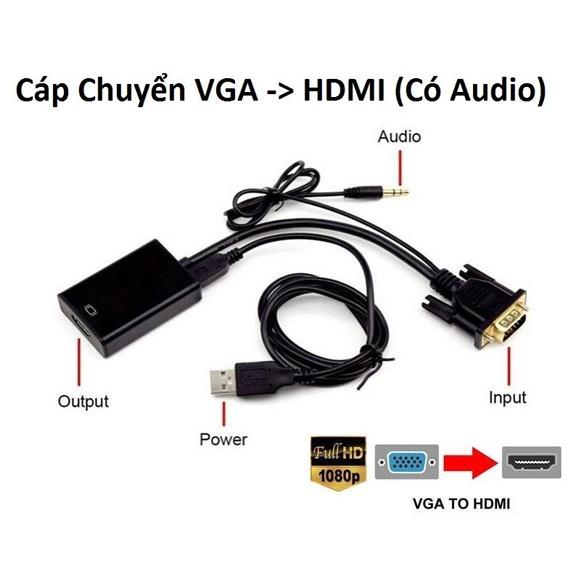 Cáp Chuyển Đổi Đầu Chuyển VGA Sang HDMI Full HD Có Audio