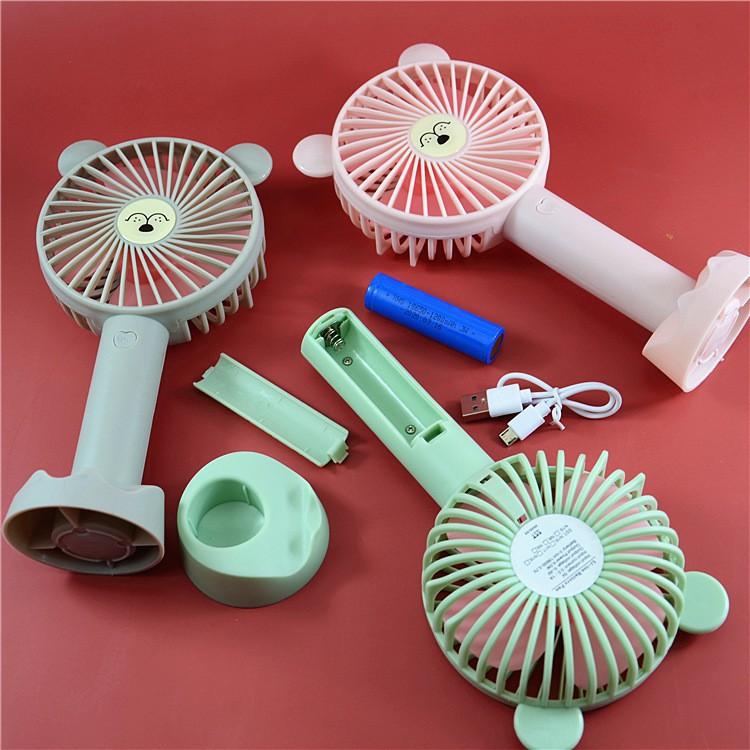 Quạt Mini Cầm Tay Tai Gấu Tích Điện 3 Chế Độ Gió Có Chân Đế Kẹp Điện Thoại Để Bàn Tiện Dụng 88110 shop Giang Phạm