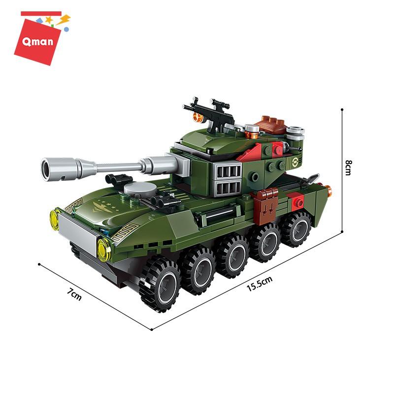 Đồ chơi lắp ghép xếp hình quân sự 8 trong 1 Chiến xa lội nước  Qman 1803