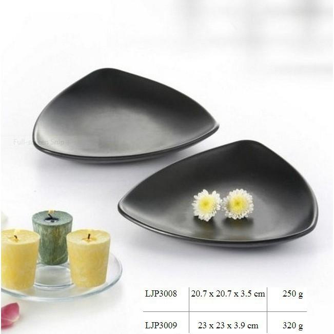 Đĩa ngọc Melamine Tam giác chống cháy - chống bay màu | ĐĨA TAM GIÁC 3008 ĐEN NHÁM CAO CẤP