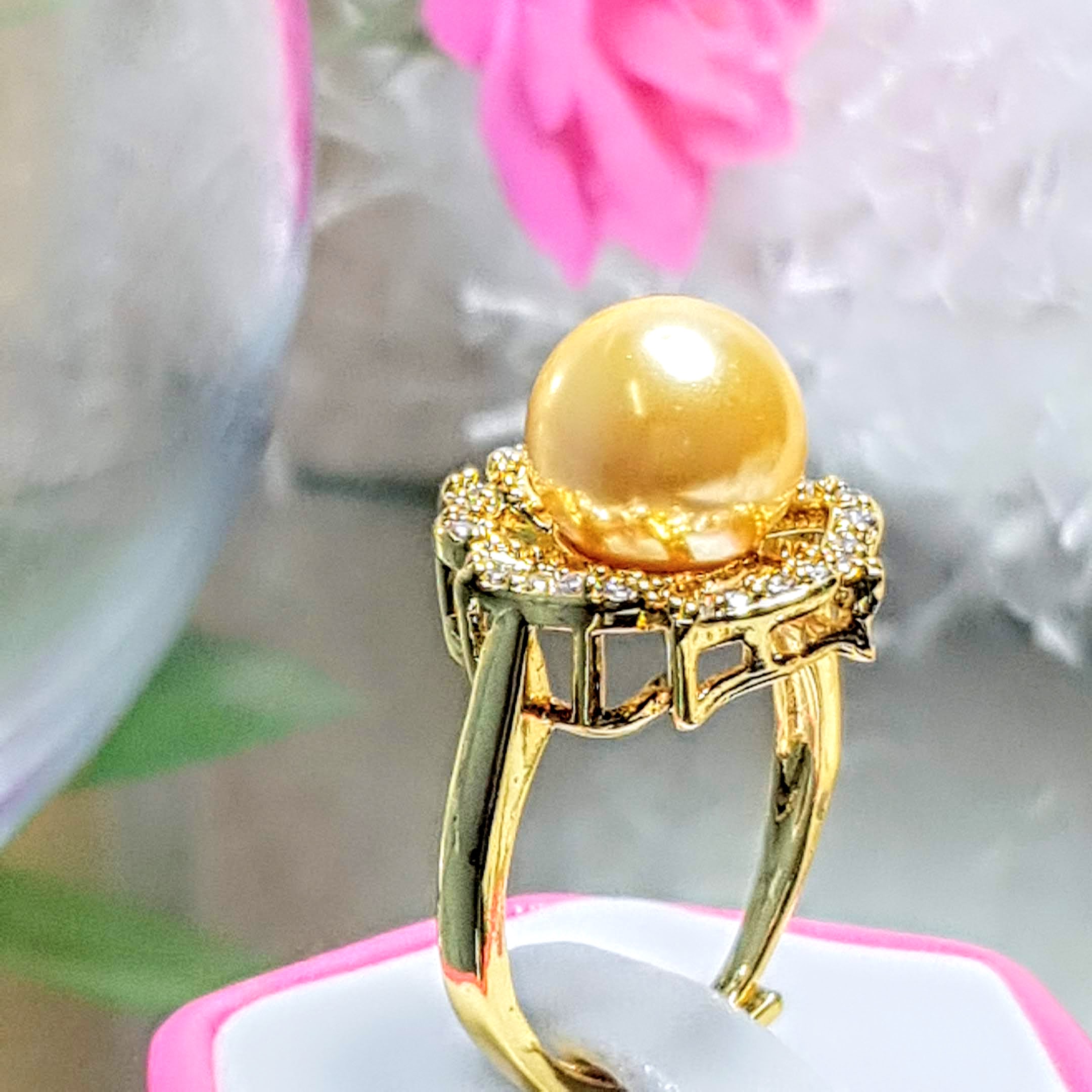 Nhẫn Ngọc Trai Cao Cấp, Sang Trọng - Hoa 6 Cánh - Trang Sức Cô Tấm - DIPHY RING PEARL - Bạc S925 Đính Đá Zircon