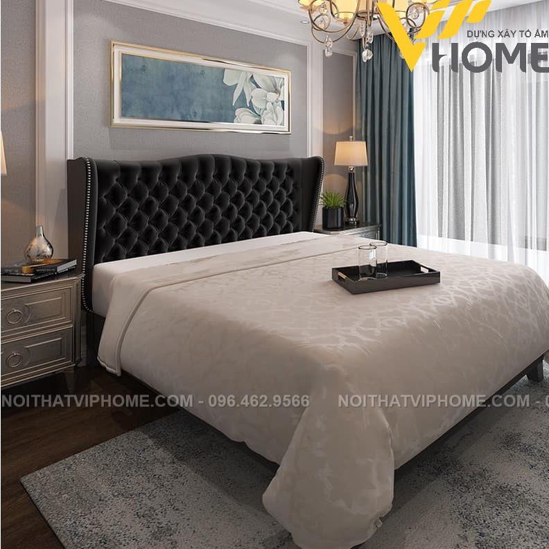Giường ngủ bọc da nhập khẩu phong cách tân cổ điển đẹp GBD-20059